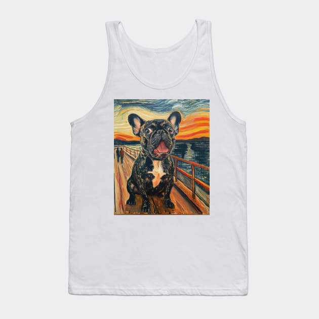 Brindle French Bulldog The Scream Painting Tank Top by podartist